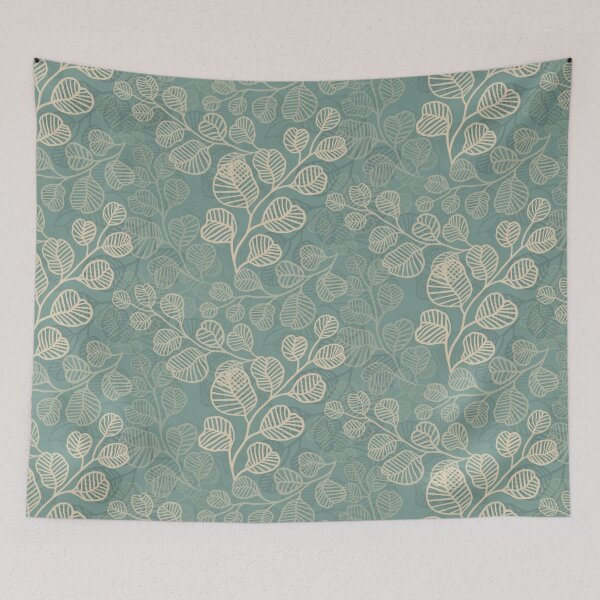 Item preview, Flourishing Leafy Silhouettes of Gentle Serenity Teal HD L 5 designed and sold by MizFlaire.
