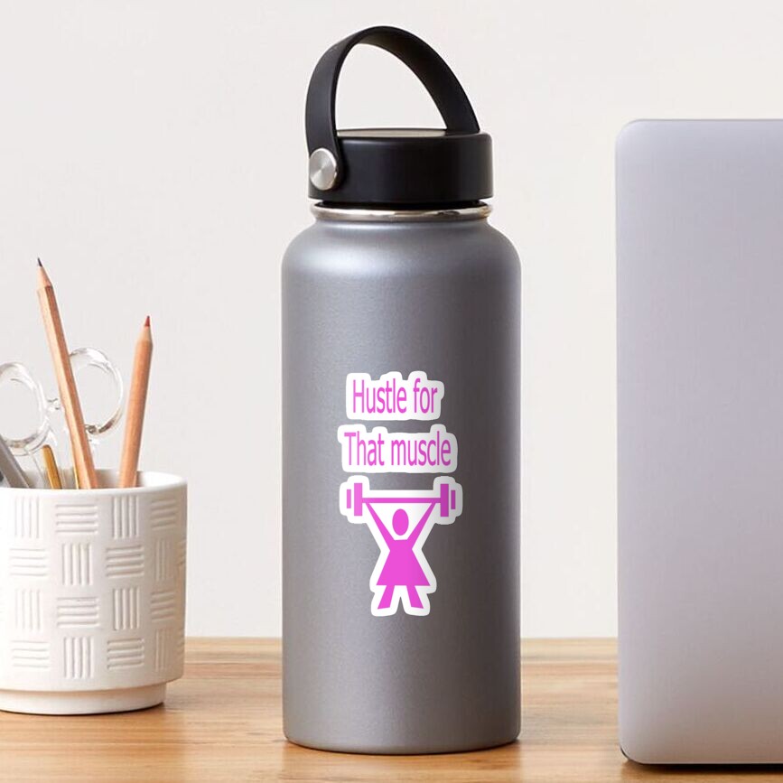 Hustle for that muscle in black and pink Sticker