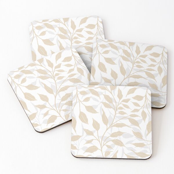 Item preview, Flow of Dancing Leaves Design White  Beige 4-L designed and sold by MizFlaire.