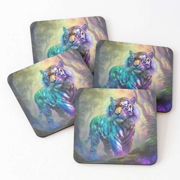 Item preview, Iridescent Rainbow Tiger in a Fantasy Forest designed and sold by Pines & Starlight.