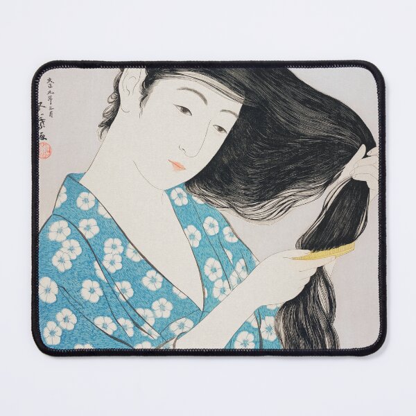 Item preview, Vintage Japanese art woman combing her hair designed and sold by Vintage Designs +.
