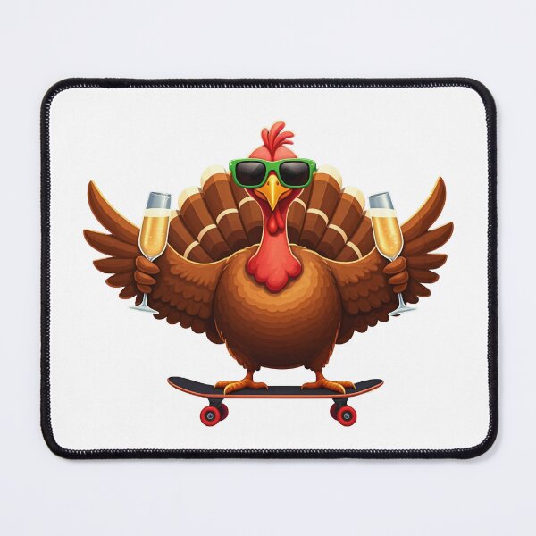 Item preview, Party Turkey on a Skateboard with Sparkling Bubble Glasses designed and sold by maritas22.