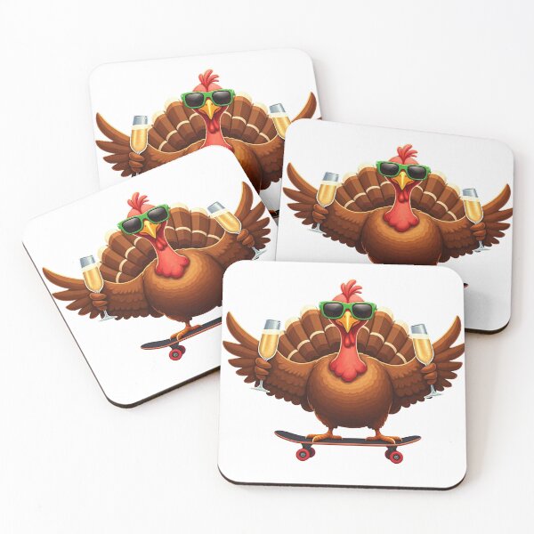 Item preview, Party Turkey on a Skateboard with Sparkling Bubble Glasses designed and sold by maritas22.