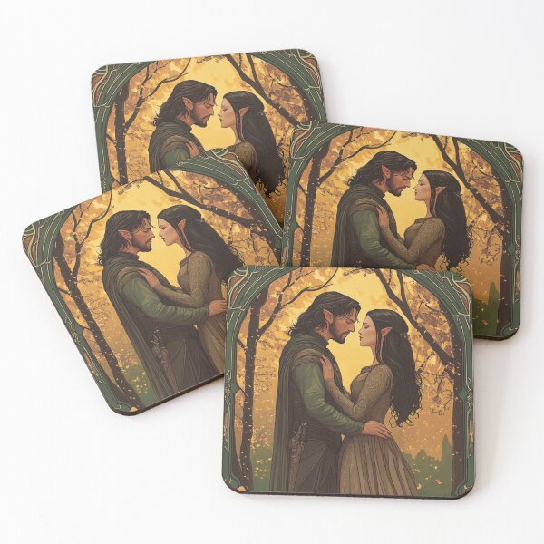 Item preview, 24x36 Art - Art Nouveau Emerald Green Vintage Elves designed and sold by GrinGalore.