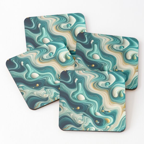 Artikelvorschau, Petrol & Lime Liquid Marble Art entworfen und verkauft von PixelParinda.
