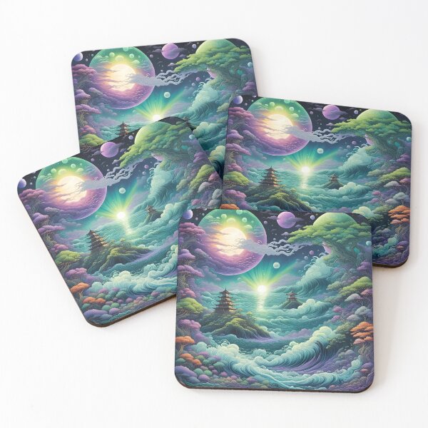 Item preview, Celestial Waves and Enchanted Pagoda: Mystical Landscape Art designed and sold by Ophelia's Bazaar.
