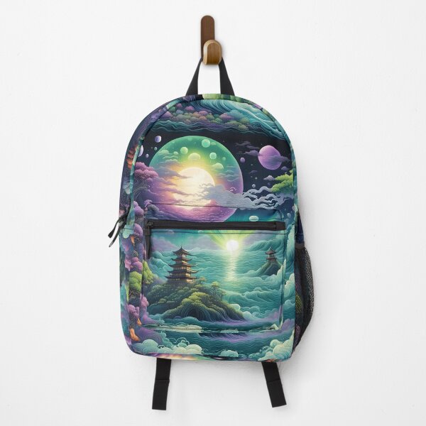 Item preview, Celestial Waves and Enchanted Pagoda: Mystical Landscape Art designed and sold by Ophelia's Bazaar.