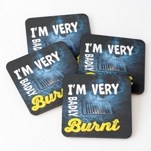 Item preview, "I'm very badly burnt" - Poor Mustafa, not quite being killed by Dr. Evil.  designed and sold by Galp.