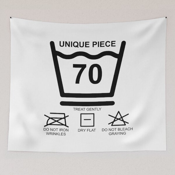 Item preview, Unique piece Birthday 70 washing symbols funny witty english designed and sold by UnnecessaryLuck.