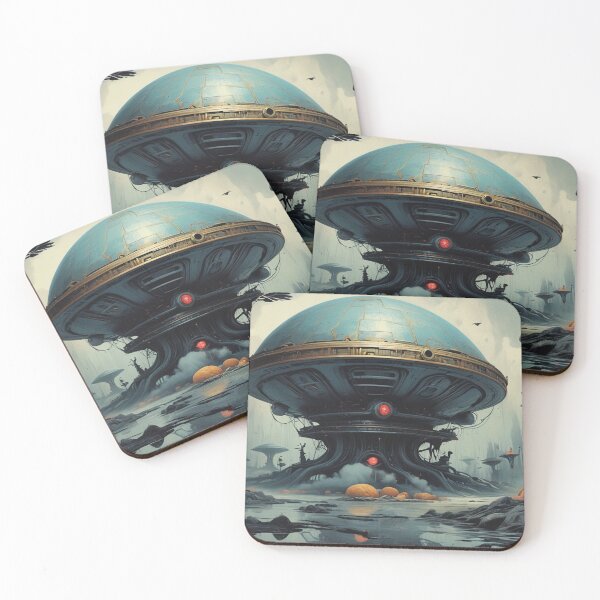 Item preview, Alien Spaceship in Mystical Forest - Futuristic Sci-Fi Fantasy Art designed and sold by Antalahia.