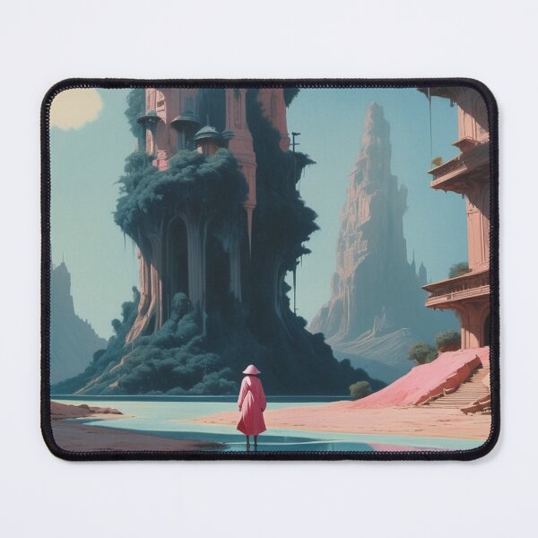 Item preview, Dreamlike Fantasy Landscape with Towering Ancient Architecture - Surreal Art designed and sold by Antalahia.