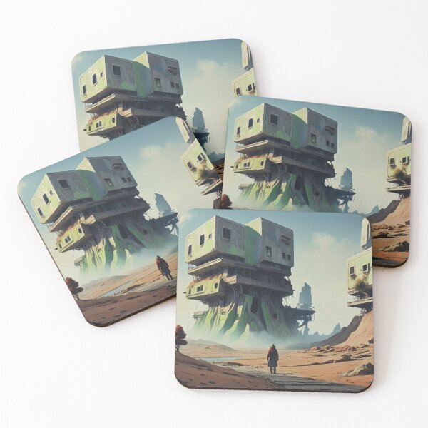 Item preview, Surreal Futuristic Desert Dwellings - Sci-Fi Landscape Art designed and sold by Antalahia.