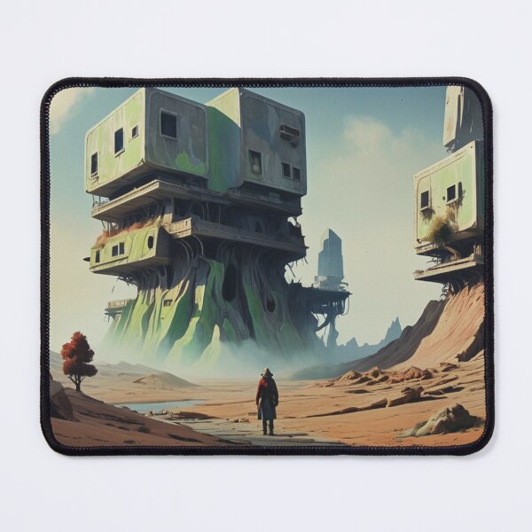 Item preview, Surreal Futuristic Desert Dwellings - Sci-Fi Landscape Art designed and sold by Antalahia.