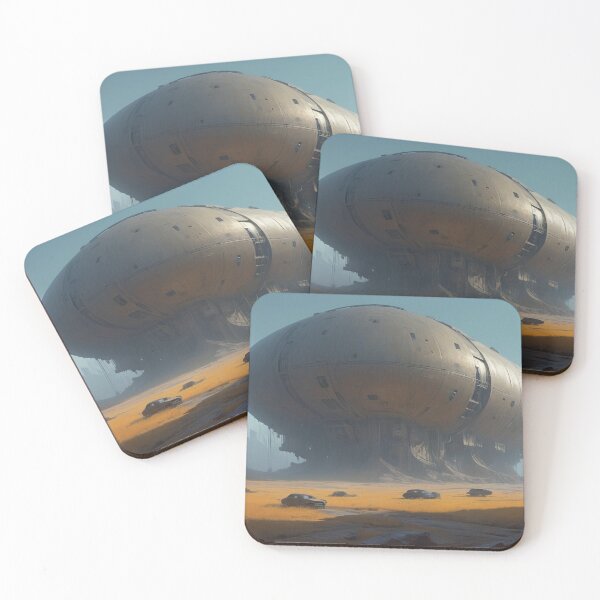 Item preview, Massive Sci-Fi Spaceship in Desert Wasteland - Futuristic Dystopian Art designed and sold by Antalahia.