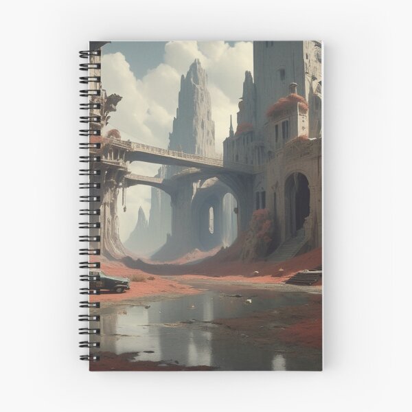 Item preview, Abandoned Ancient Ruins with Classic Car - Surreal Post-Apocalyptic Art designed and sold by Antalahia.