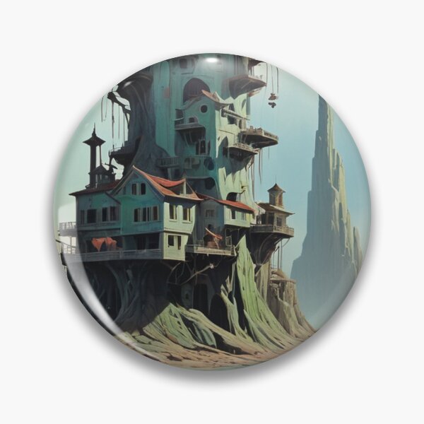 Item preview, Futuristic Mushroom Tower Village in Alien Desert - Surreal Fantasy Landscape designed and sold by Antalahia.