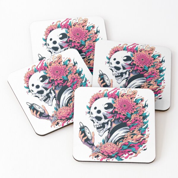 Item preview, a skull head looking at a clock sticker designed and sold by CeammiShop.