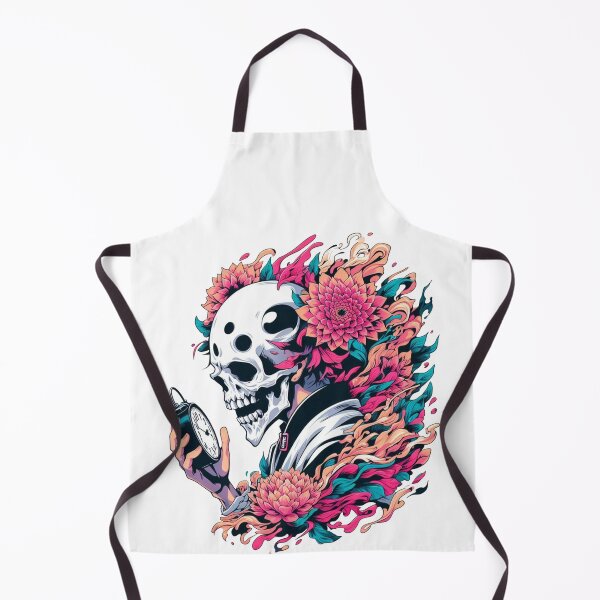 Item preview, a skull head looking at a clock sticker designed and sold by CeammiShop.
