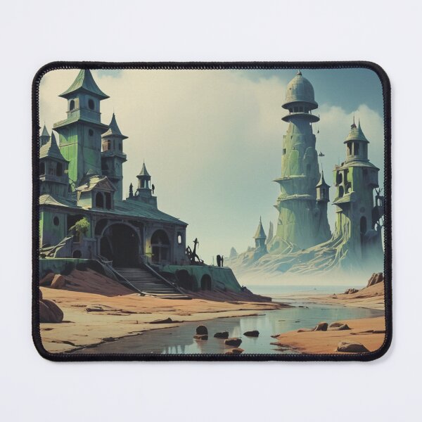 Item preview, Whimsical Fantasy Castles in Desert Landscape - Surreal Fantasy Art designed and sold by Antalahia.