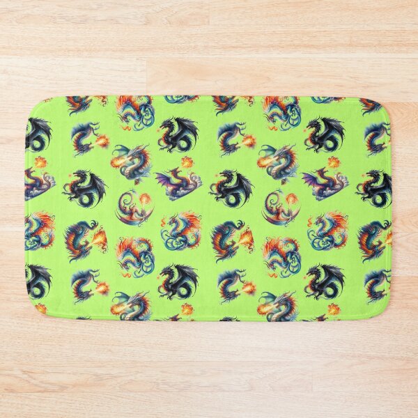Item preview, Fantasy Fire Breathing Dragon Pattern on Lime designed and sold by lauriedart.