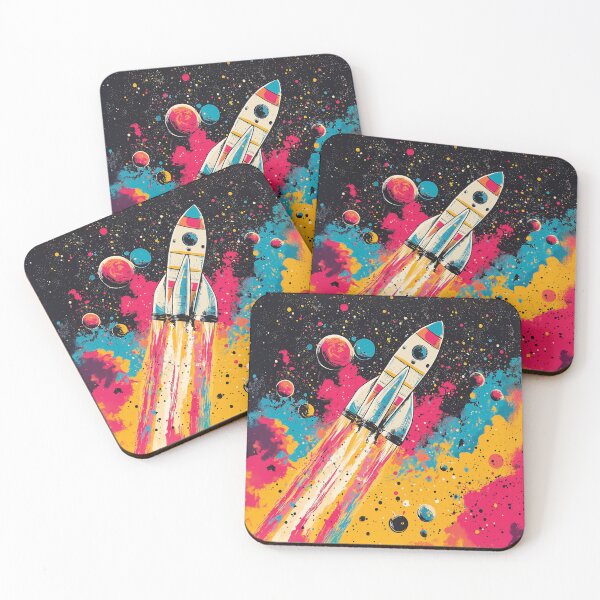 Item preview, A rocket soaring through a colorful and dynamic space design. designed and sold by HEMRO.