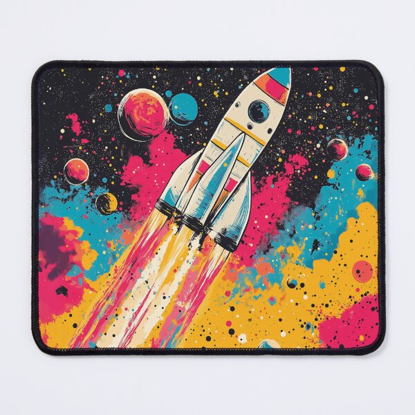 Item preview, A rocket soaring through a colorful and dynamic space design. designed and sold by HEMRO.