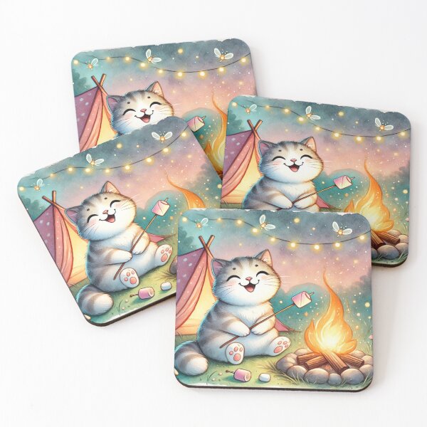 Item preview, Happiest Camping Cat Ever, Roasting Marshmallows! designed and sold by NoelaniArt.