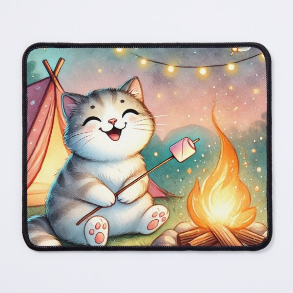 Item preview, Happiest Camping Cat Ever, Roasting Marshmallows! designed and sold by NoelaniArt.