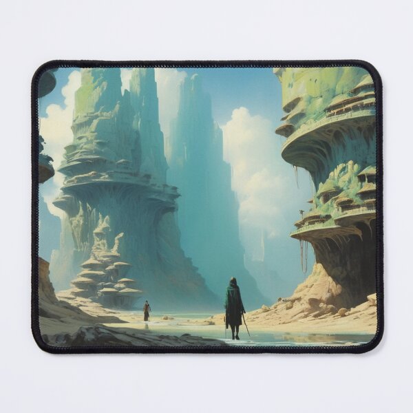 Item preview, Epic Fantasy Adventure in Alien Canyon - Surreal Sci-Fi Landscape Art designed and sold by Antalahia.