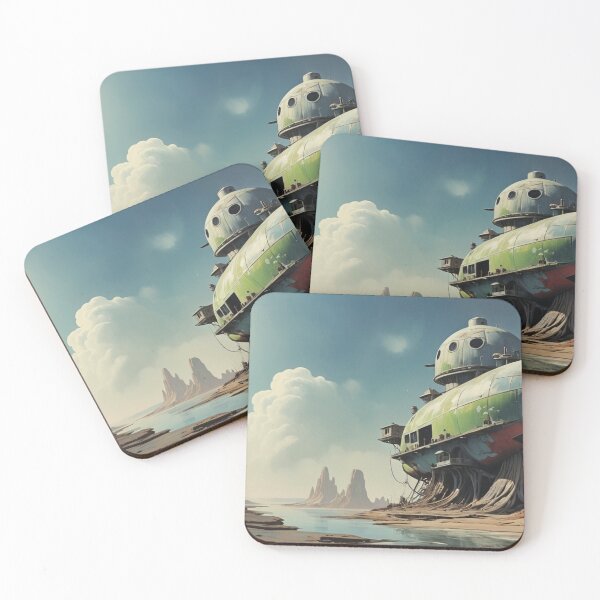 Item preview, Futuristic Spaceship Docked in Alien Desert - Surreal Sci-Fi Landscape Art designed and sold by Antalahia.