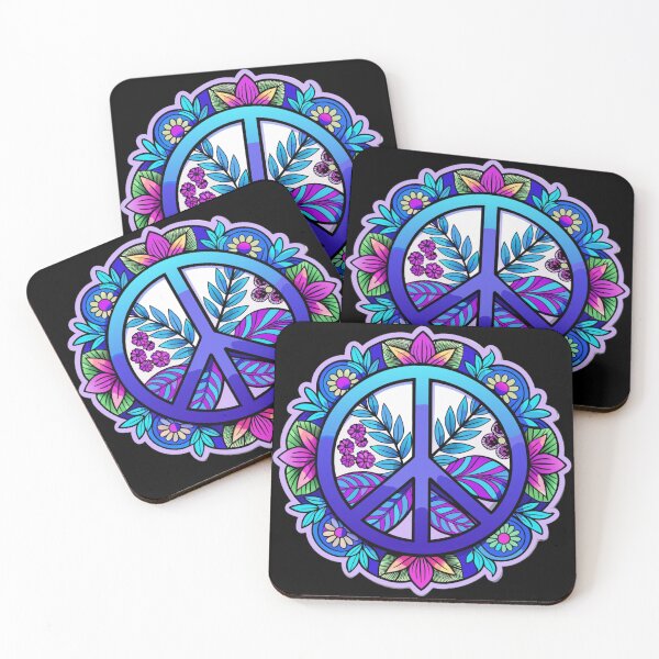 Artikelvorschau, Blue & Purple Peace Symbol in Floral Harmony entworfen und verkauft von ucinelm.