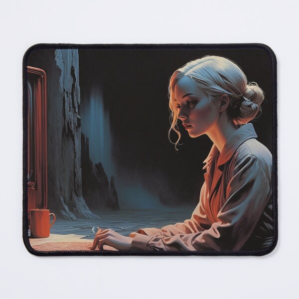Item preview, Mysterious Woman in Sci-Fi Lab with Retro Technology - Surreal Fantasy Art designed and sold by Antalahia.