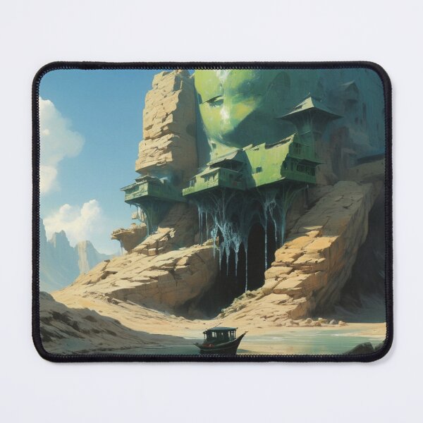 Item preview, Ancient Desert Fortress with Alien Architecture – Surreal Sci-Fi Art designed and sold by Antalahia.