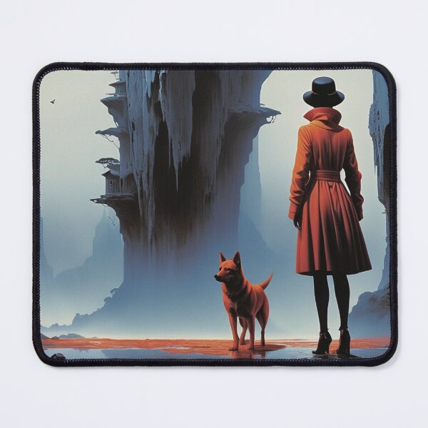 Item preview, Mysterious Journey with Dog Through Surreal Canyon – Sci-Fi Fantasy Art designed and sold by Antalahia.