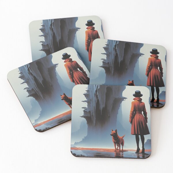 Item preview, Mysterious Journey with Dog Through Surreal Canyon – Sci-Fi Fantasy Art designed and sold by Antalahia.