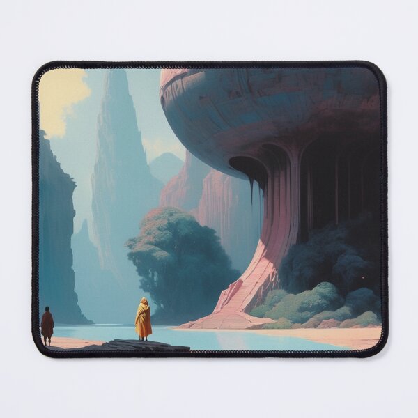Item preview, Futuristic Monolith in Tranquil Alien Valley – Sci-Fi Concept Art designed and sold by Antalahia.