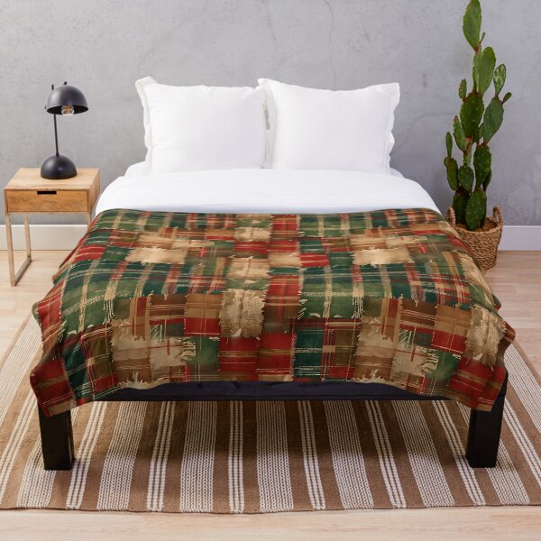 Item preview, Dark Christmas Grunge Plaid Red, Green & Brown designed and sold by gjsart.