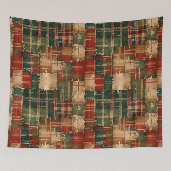 Item preview, Dark Christmas Grunge Plaid Red, Green & Brown designed and sold by gjsart.