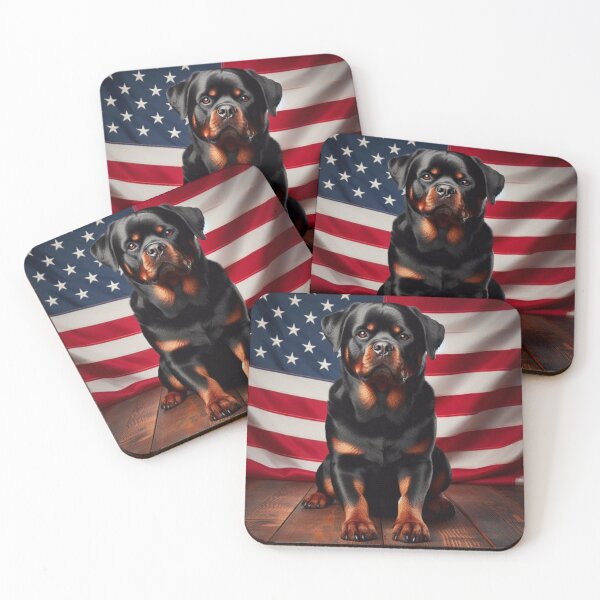 Item preview, Patriotic Rottweiler Dog with USA Flag designed and sold by bonnieleigh6902.