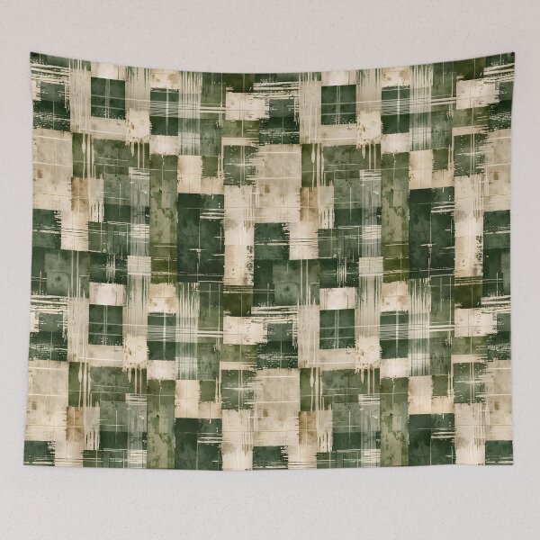 Item preview, Christmas Grunge Plaid Green & Beige designed and sold by gjsart.