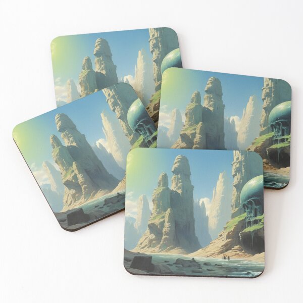 Item preview, Futuristic Canyon with Giant Sphere – Surreal Sci-Fi Landscape Art designed and sold by Antalahia.