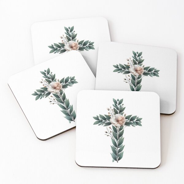 Item preview, Floral Cross: A Symbol of Peace and Nature's Grace. designed and sold by Linework Studio.