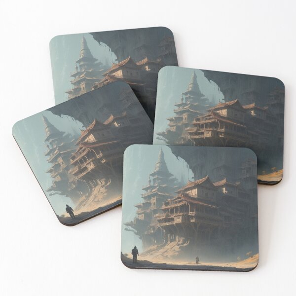 Item preview, Mystical Ancient City in the Mountains – Atmospheric Fantasy Art designed and sold by Antalahia.