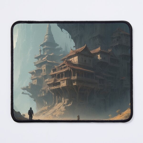 Item preview, Mystical Ancient City in the Mountains – Atmospheric Fantasy Art designed and sold by Antalahia.