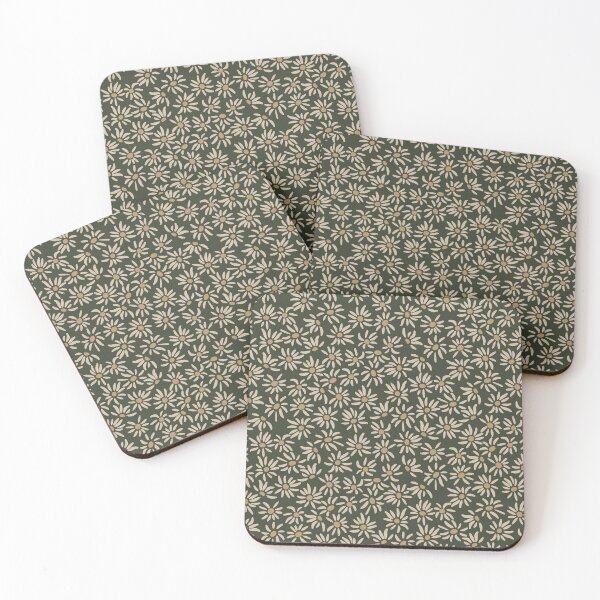 Item preview, Florette Daisy Floral Pattern - Pine, Dove, Fawn designed and sold by Irene Estelle.