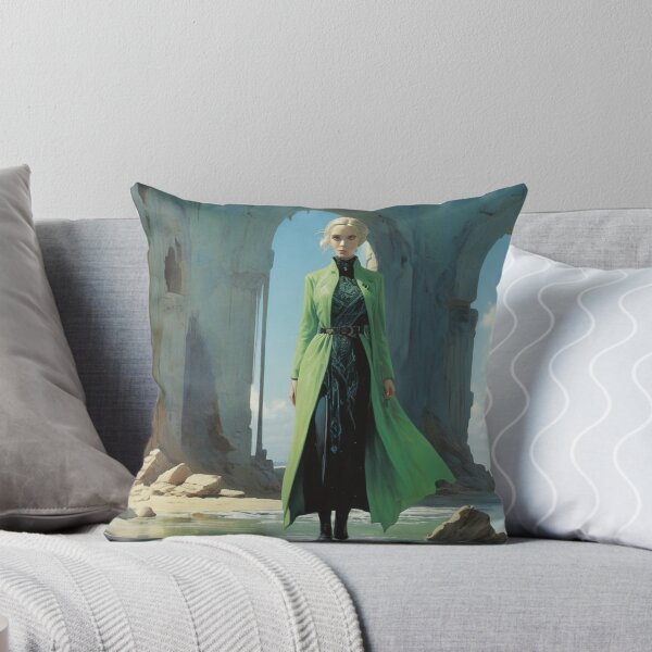 Item preview, Elegant Adventurer in a Ruined Fantasy Archway – Bold Sci-Fi Fantasy Artwork designed and sold by Antalahia.