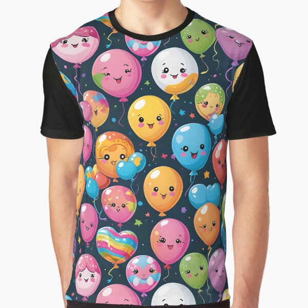 Kawaii Style Birthday Balloons Graphic T-Shirt