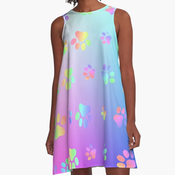 Item preview, Colorful Paw Print Pattern On Blue designed and sold by Sartoris Art.