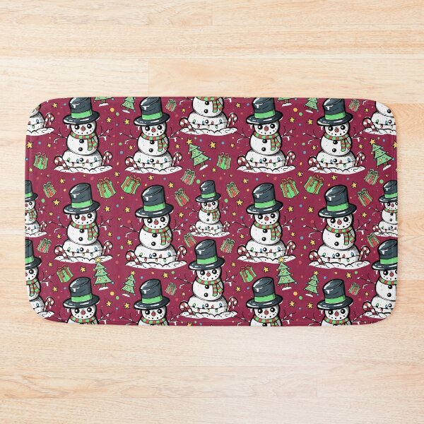 Item preview, Happy Christmas Snowmen on Merry Merlot Red designed and sold by Jessica Erin.