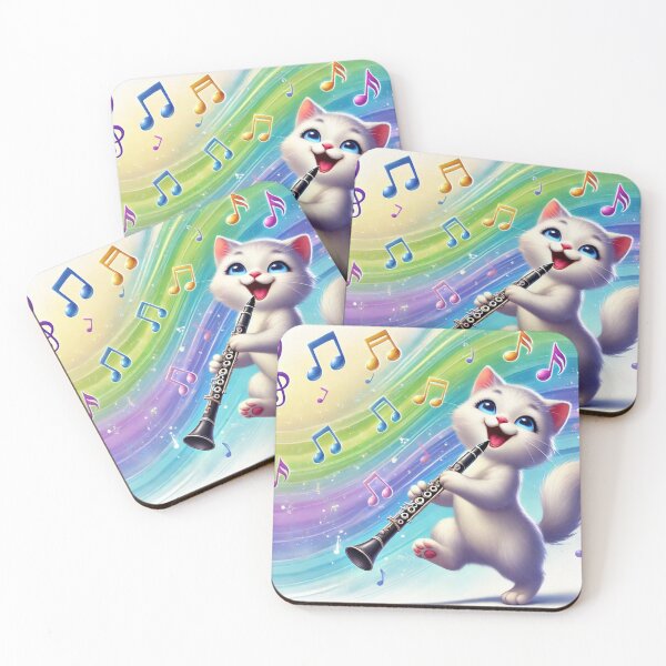 Item preview, Silver Kitten Playing The Clarinet! designed and sold by NoelaniArt.